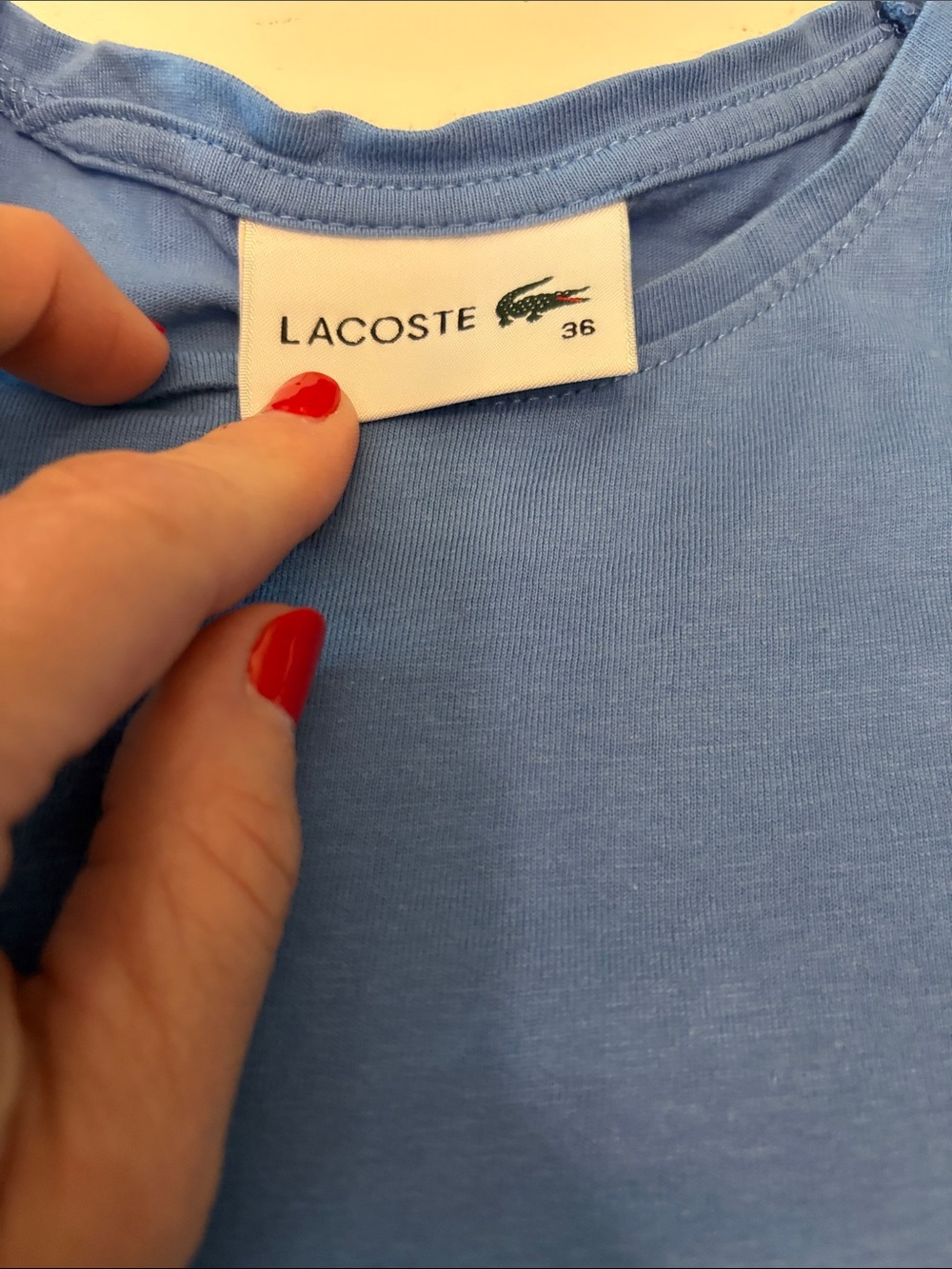 Lacoste ladies blue cotton t size 36 (XS/S) - Picture 3 of 8
